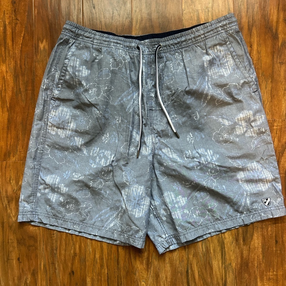 Men’s Swim Trunks With Adjustable Waist Size Large Palm Print Beach Pool